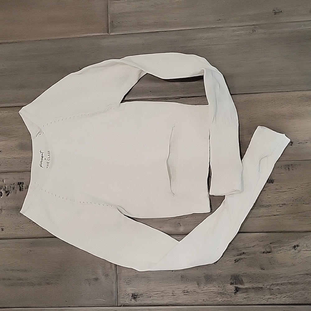 Free People FP Movement Cut it Out Long Sleeve Crop Top Tee NEW! - Picture 2 of 9